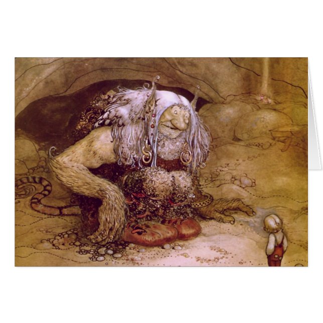 Troll med Little Boy Hälsningskort (Framsidan Horizontal)