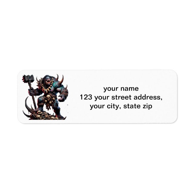 Troll med Mace Returadress Etikett (Framsidan)