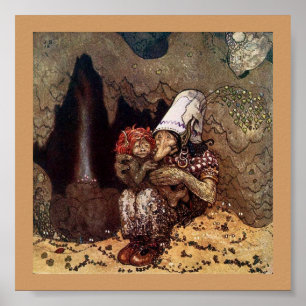 Troll Mor bredvid en Campfire Poster