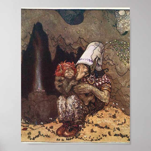 Troll och barn av John Bauer Poster (Framsidan)