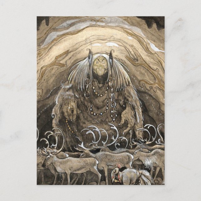 “Troll och renar” Akvarell av John Bauer Vykort (Framsida)