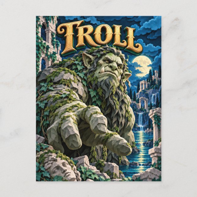 Troll, Pappersklippt Monster Vykort (Framsida)