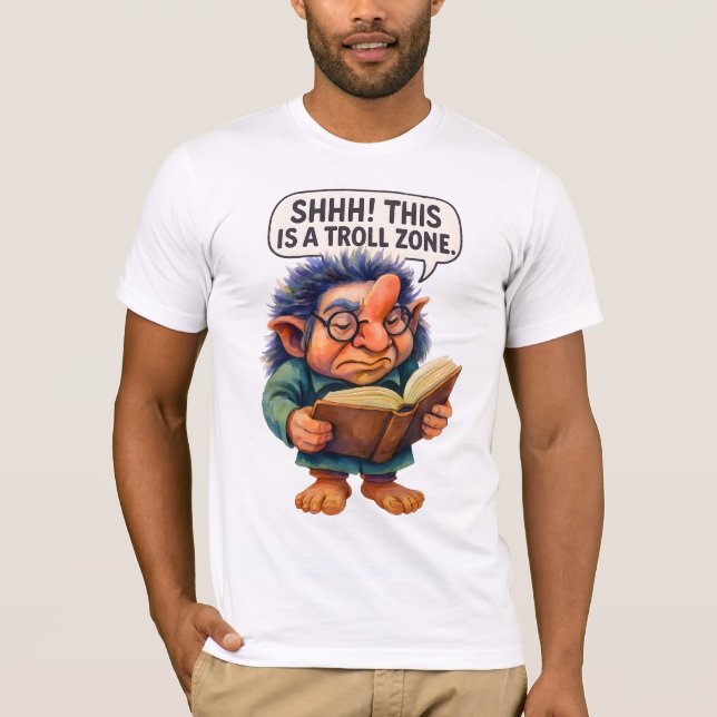 Troll Reading - Shhh! Detta är en Troll-Zon T Shirt (Framsida)