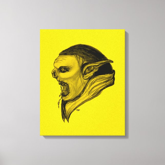 Troll schwarz gelbformande canvastryck (Framsida)