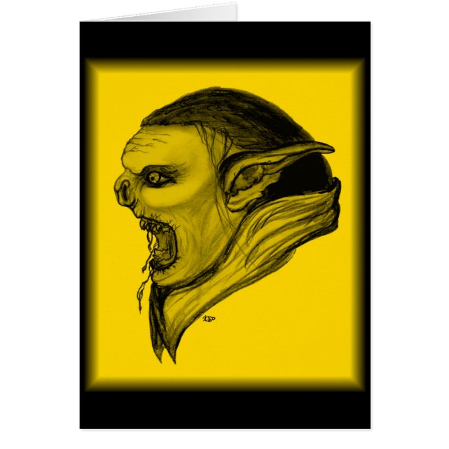 Troll schwarz gelbformande hälsningskort (Framsidan)