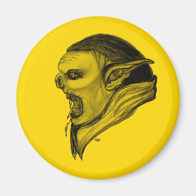 Troll schwarz gelbformande magnet (Framsidan)