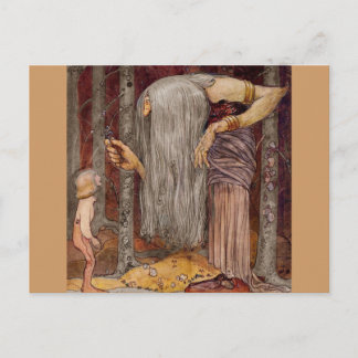 Troll som lite erbjuder en gren vykort