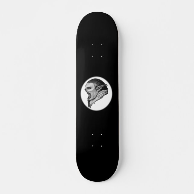Troll svartvit design skateboard bräda 19,5 cm (Framsida)