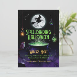 Trollbindande Halloween-häxa Party-inbjudan Tack Kort