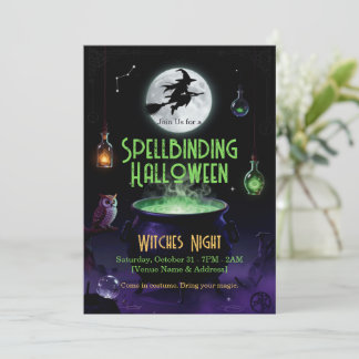 Trollbindande Halloween-häxa Party-inbjudan Tack Kort