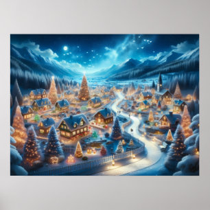 Trollbindande julby på natten poster
