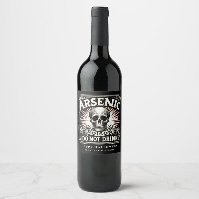 Trolldrycks Halloweenfest Dödskalle Gift Vin Etike Vinflaska Etikett (Framsida)
