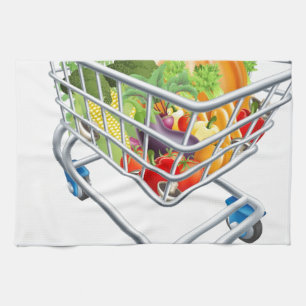 Trolley för grönsakshoppingvagn kökshandduk
