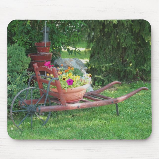 Trolley med blommor musmatta (Framsidan)