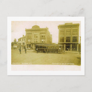 Trolley on Main St., Rockaway, New jersey Vintage Vykort