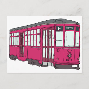 Trolley Trolleybus Streetcar Tram Trolleycar Cars Vykort