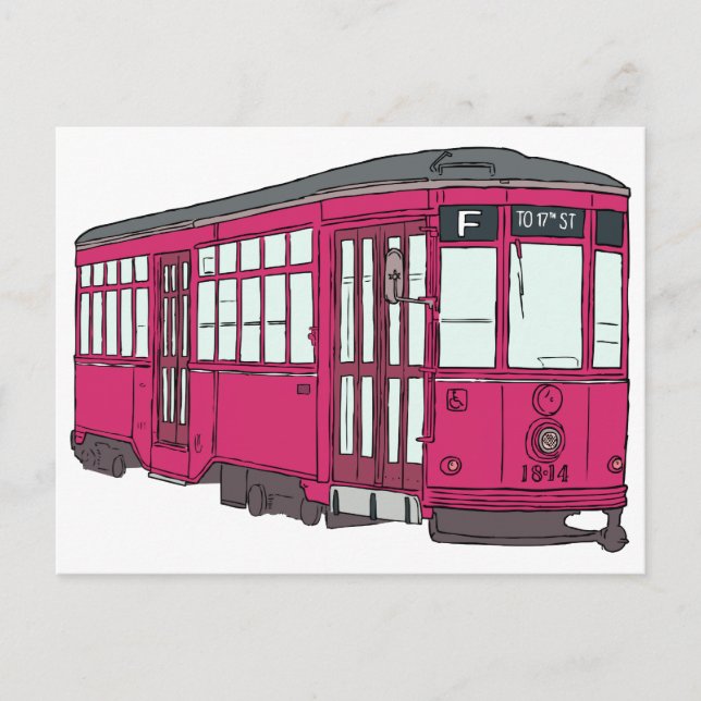 Trolley Trolleybus Streetcar Tram Trolleycar Cars Vykort (Framsida)