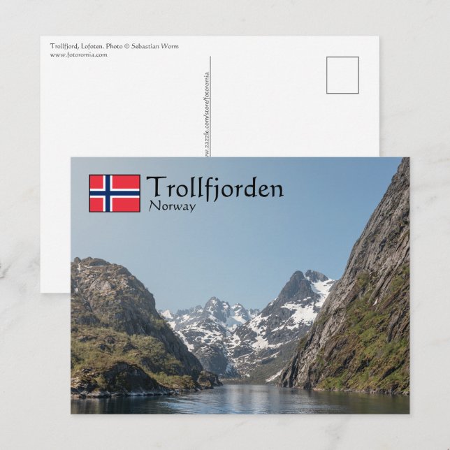 Trollfjorden Norge Vykort (Fram/baksida)