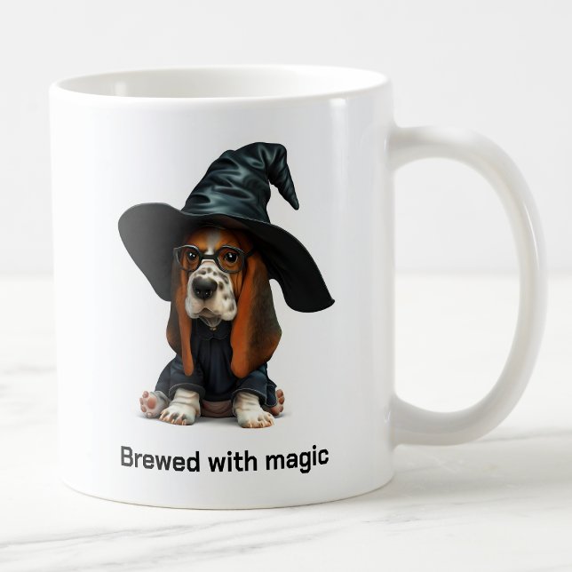 Trollformande Basset Hound Trollkarl Hund Kaffemugg (Skapare uppladdad)