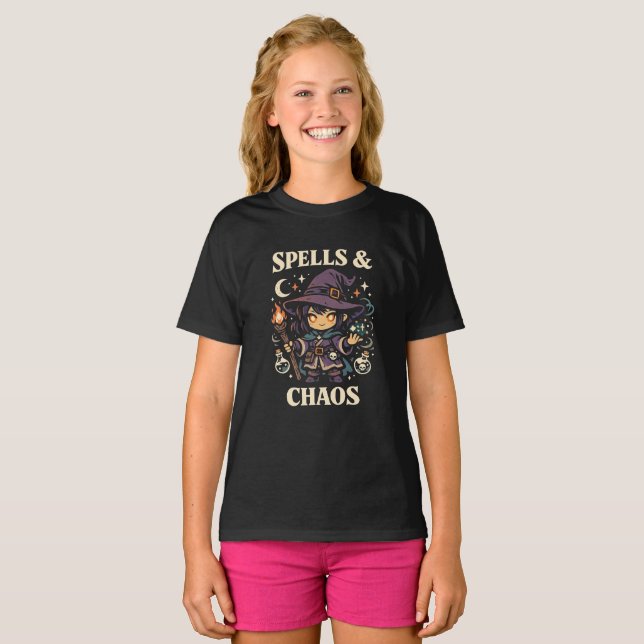 Trollformler & Kaos Söt Häxa – Kawaii Mörk Magi Pr T Shirt (Hel framsida)