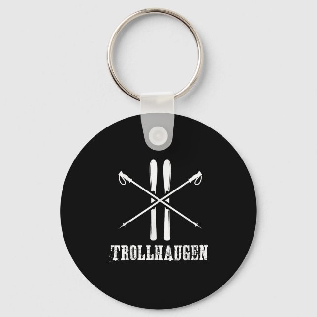 Trollhaugen Wisconsin Ski Skier Skiing Rustic Alpi Nyckelring (Framsida)