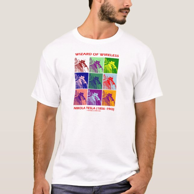 Trollkarl av trådlösan (Nikola Tesla nio bilder) T-shirt (Framsida)