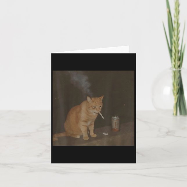 Trollkarl Cigarett Katt Rolig Rökande Katt Meme BH Kort (Framsida)