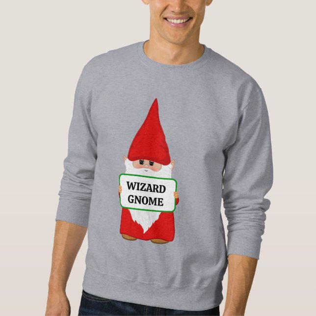 Trollkarl Jul Tomte T-Shirt Lång Ärmad Tröja (Framsida)