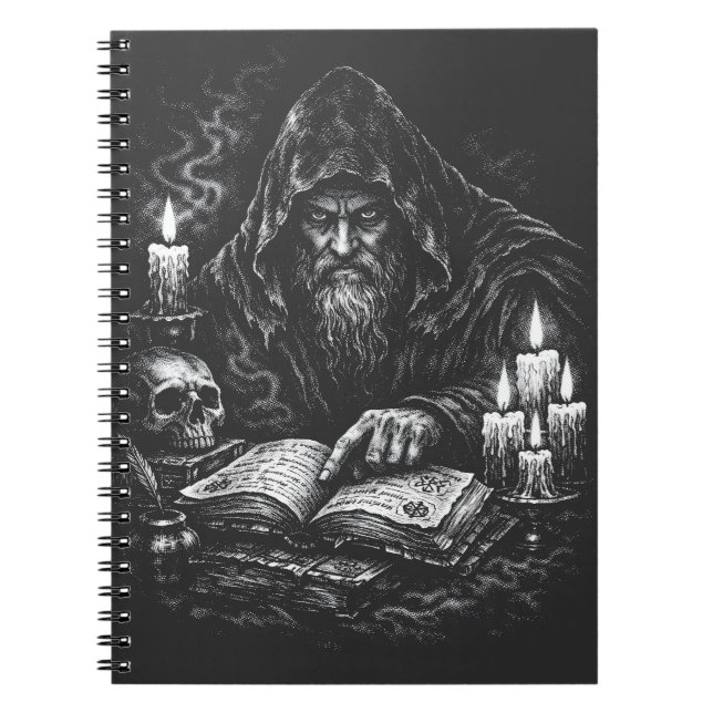 Trollkarl som studerar Grimorium — av BurnsInHell Anteckningsbok (Framsidan)