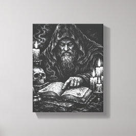 Trollkarl som studerar Grimorium — av BurnsInHell Canvastryck
