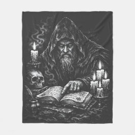 Trollkarl som studerar Grimorium — av BurnsInHell Fleecefilt