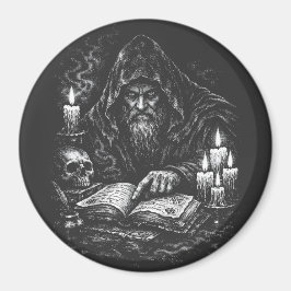 Trollkarl som studerar Grimorium — av BurnsInHell Magnet