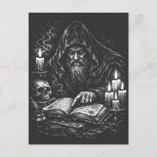 Trollkarl som studerar Grimorium — av BurnsInHell Vykort