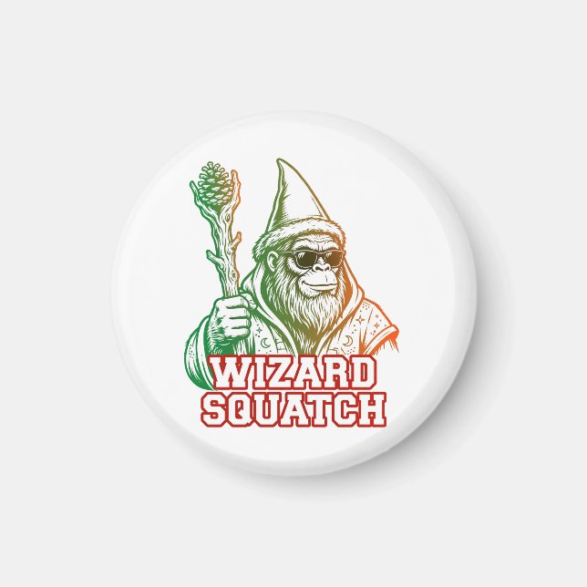 Trollkarl Squatch Rolig Bigfoot Magnet (Framsidan)