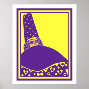 Trollkarlen, vektorteckning i gult och lilor poster