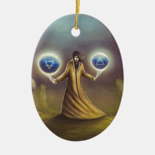 trollkarlfantasimagi julgransprydnad keramik (Framsidan)