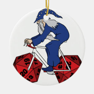 Trollkarlridningcykel med 20 sidtärninghjul julgransprydnad keramik