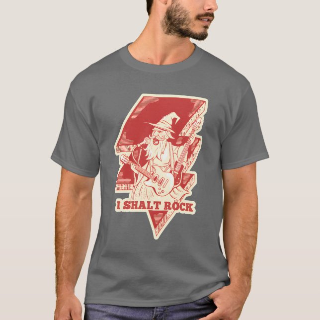 Trollkarlsrock Gitarr Illustration vänner T Shirt (Framsida)
