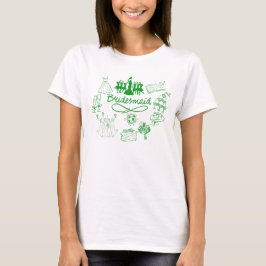 TROLLOPSKA Grön Klotter Skiss Bröllop Bilder T Shirt