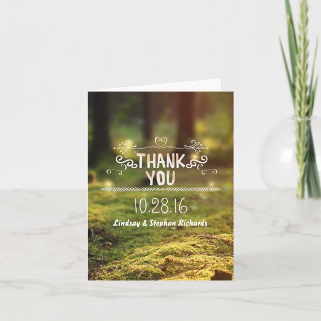 Trollskog Rustika Bröllops Tacksamhetskort Tack Kort (Framsida)