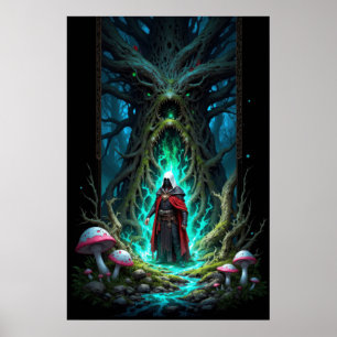 Trollskogen med mystisk figur poster