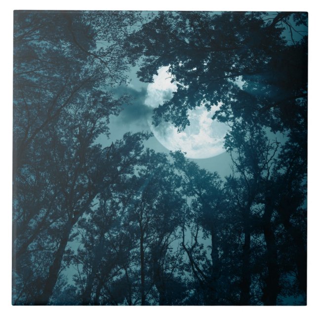 Trollskogen under fullmåne kakelplatta (Framsidan)