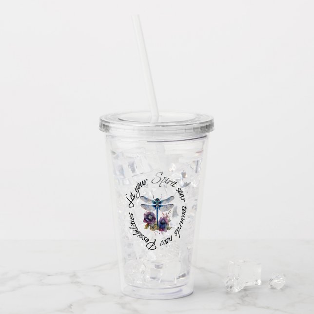 Trollslända - ande av nya möjligheter take away mugg (Framsida Ice)