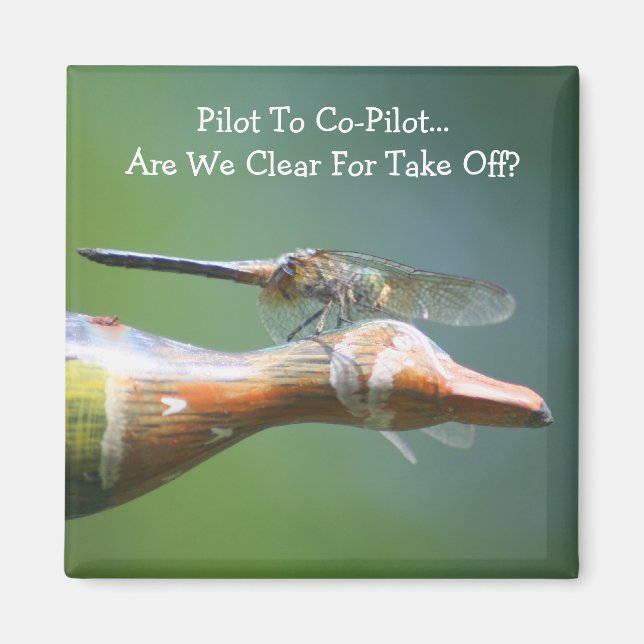 Trollslända Co Pilot Rolig Natur  Magnet (Framsidan)