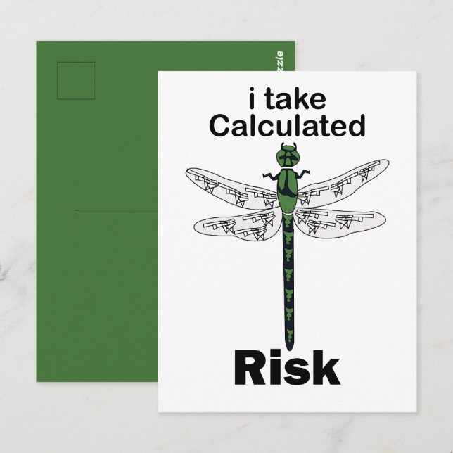 Trollslända Jag Tar Kalkylerad Risk Roligt Vykort (Fram/baksida)