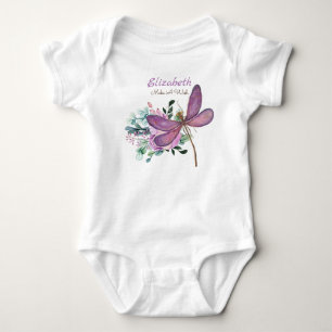 Trollslända Önska Lila NAMNAD Ny Bebispresent T Shirt