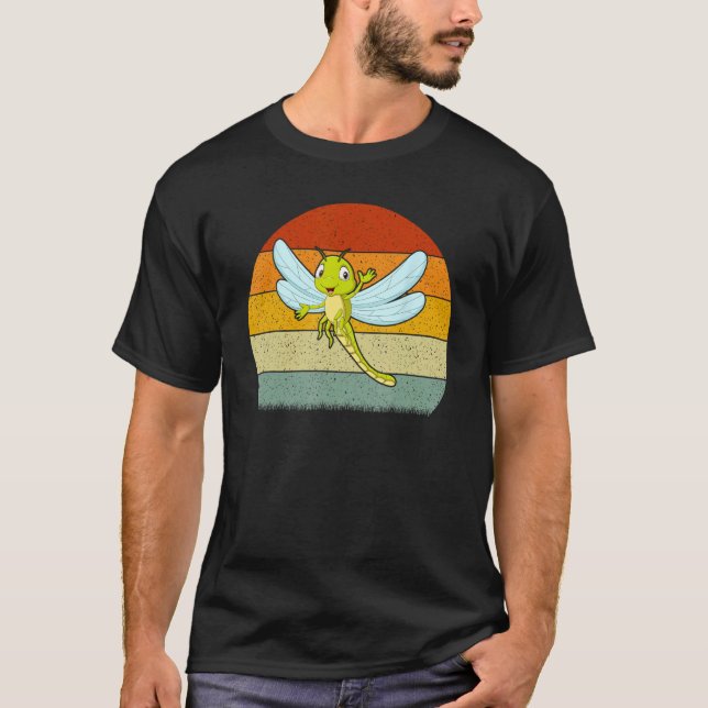 Trollslända Retro Stil Vintage T Shirt (Framsida)