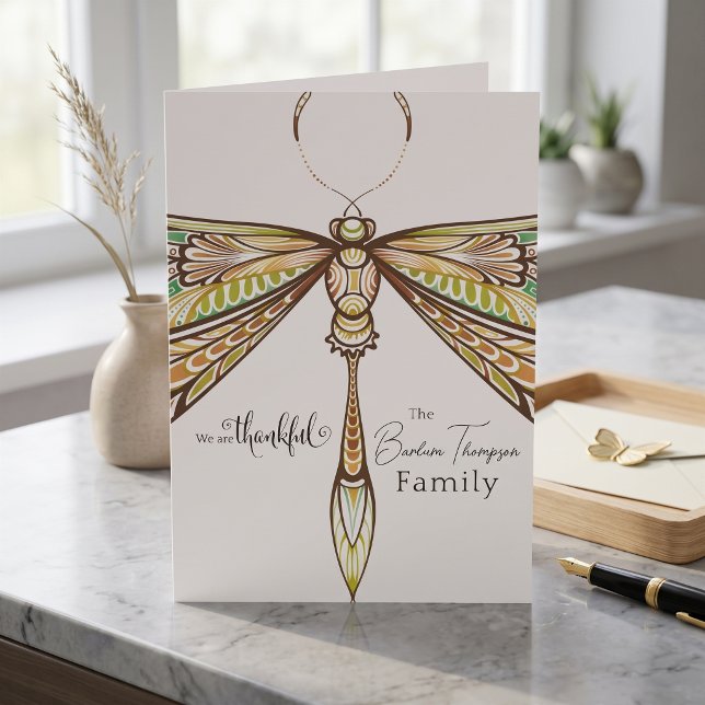 Trollslända Tack Viket Notkort Kort (Pretty dragonfly wings for grateful messages.)