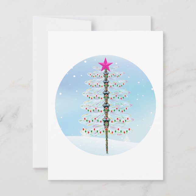 Trollslända Vinter Träd - Julkort - Yule (Framsida)