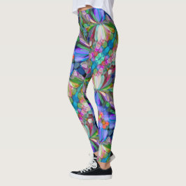 Trollsländas vildblomstrande trädgård Abstrakt blo Leggings
